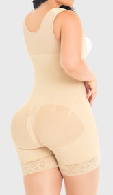 F0065 - MID-THIGH FAJA WITH BACK COVERAGE AND WIDE STRAPS